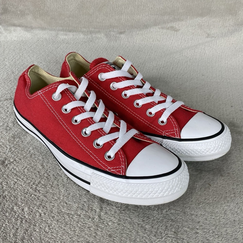 Converse Chuck Taylor Low Shoes Womens Size 8.5 Red White Canvas Sneakers NEW